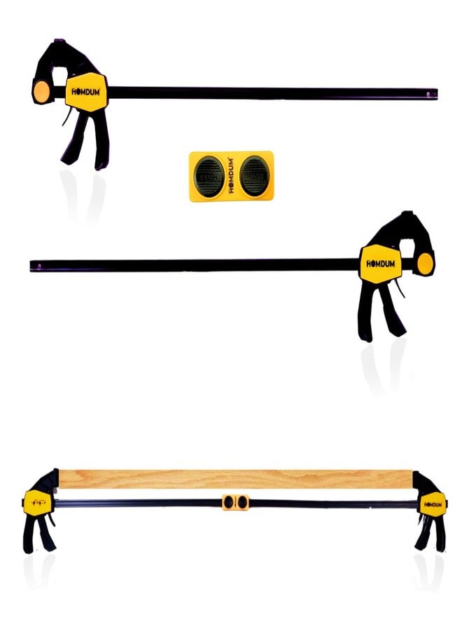 Homdum 24 inch Quick Grip Bar Clamp | One-Handed F-Type Ratchet | 600 x 65mm | Clamp Coupler for Larger Projects | Nylon Handle & Rubber Grip | Quick Bar Converter for Woodworking Pack of 2Pc - Image 1